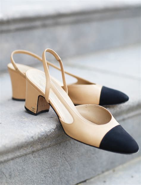 chanel pumps white|chanel slingback beige and black.